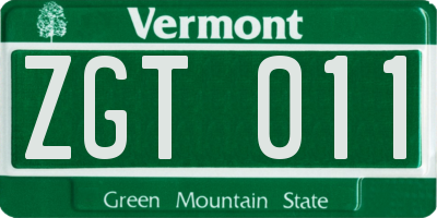 VT license plate ZGT011