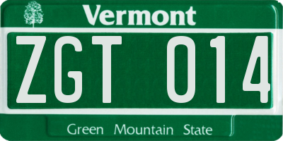 VT license plate ZGT014