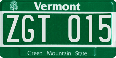 VT license plate ZGT015