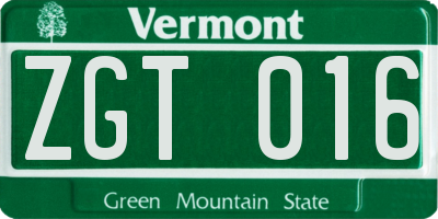 VT license plate ZGT016