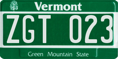VT license plate ZGT023