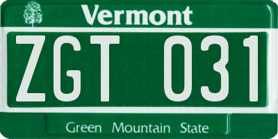 VT license plate ZGT031