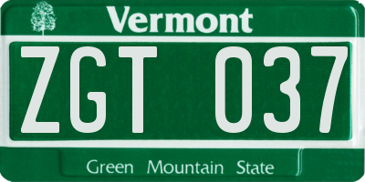 VT license plate ZGT037