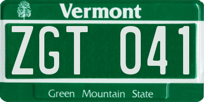 VT license plate ZGT041