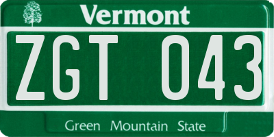 VT license plate ZGT043