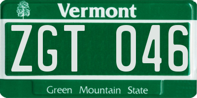 VT license plate ZGT046