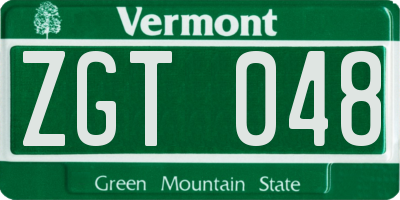 VT license plate ZGT048