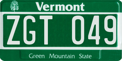 VT license plate ZGT049