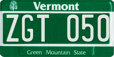 VT license plate ZGT050
