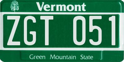 VT license plate ZGT051