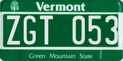 VT license plate ZGT053