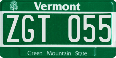 VT license plate ZGT055