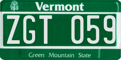 VT license plate ZGT059