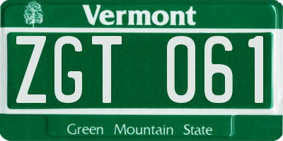 VT license plate ZGT061