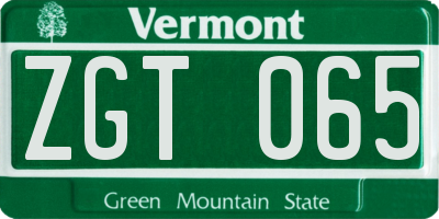 VT license plate ZGT065