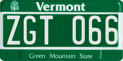 VT license plate ZGT066