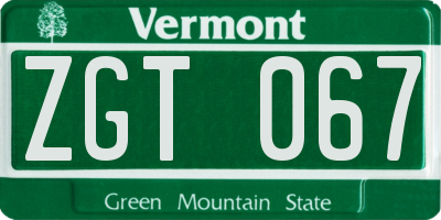 VT license plate ZGT067