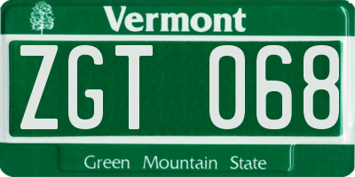 VT license plate ZGT068