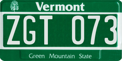 VT license plate ZGT073