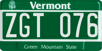 VT license plate ZGT076