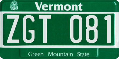 VT license plate ZGT081
