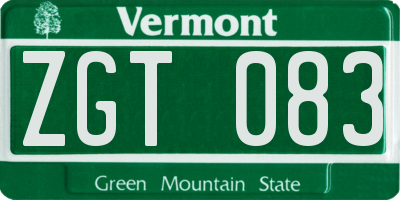 VT license plate ZGT083