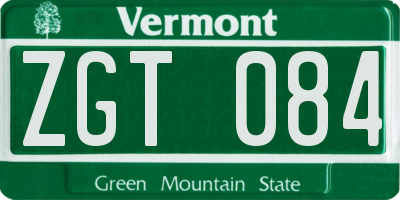 VT license plate ZGT084