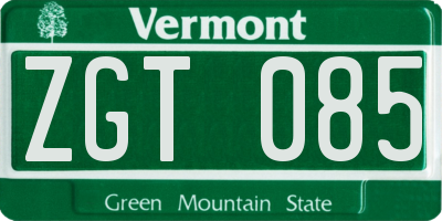 VT license plate ZGT085