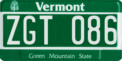 VT license plate ZGT086