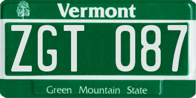 VT license plate ZGT087