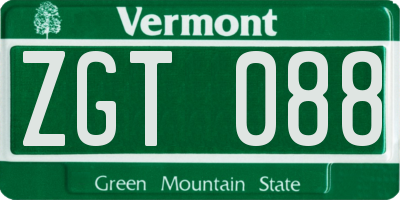 VT license plate ZGT088