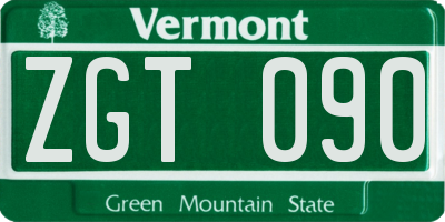 VT license plate ZGT090
