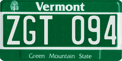 VT license plate ZGT094