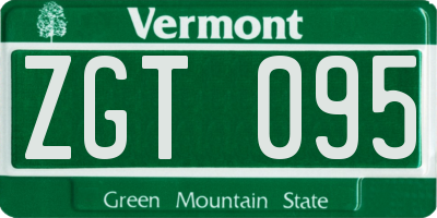 VT license plate ZGT095