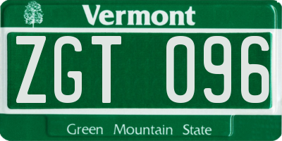 VT license plate ZGT096