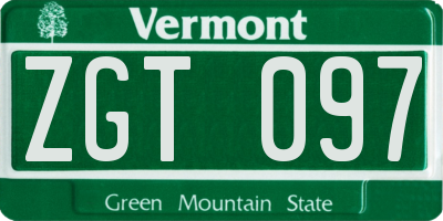 VT license plate ZGT097
