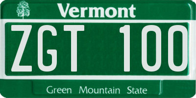 VT license plate ZGT100