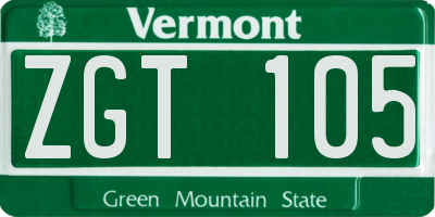 VT license plate ZGT105