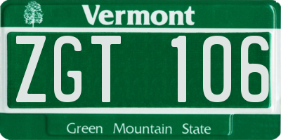 VT license plate ZGT106