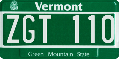 VT license plate ZGT110