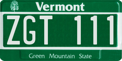VT license plate ZGT111