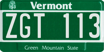 VT license plate ZGT113