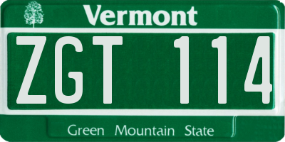 VT license plate ZGT114