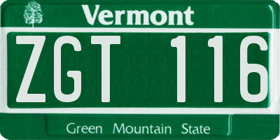 VT license plate ZGT116