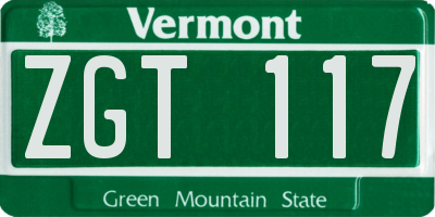 VT license plate ZGT117