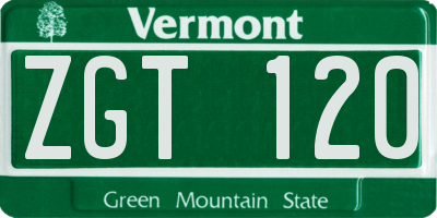 VT license plate ZGT120