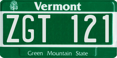 VT license plate ZGT121