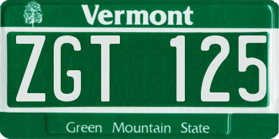 VT license plate ZGT125