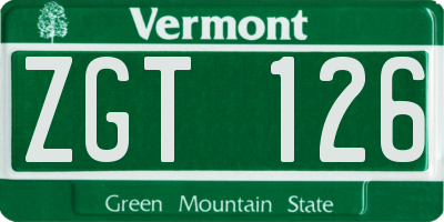 VT license plate ZGT126