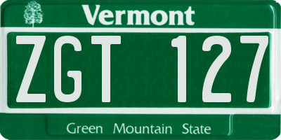 VT license plate ZGT127